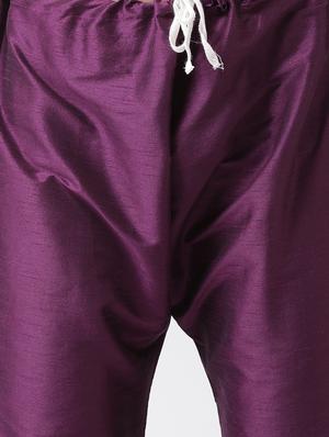 purple silk blend kurta pyjama set - 16087304 - Standard Image - 5