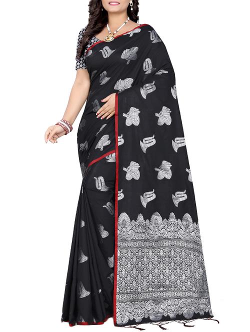 silver conversational motif woven saree with blouse - 16087869 - Standard Image - 1