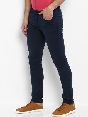 blue solid chinos - 16087905 - Standard Image - 2