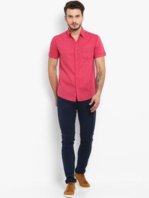 blue solid chinos - 16087905 - Standard Image - 4