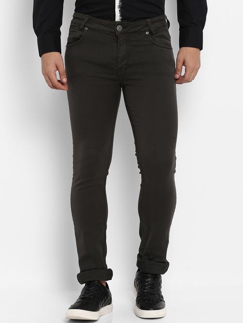 olive green solid chinos - 16087906 - Very Small Image - 1