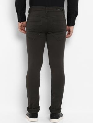 olive green solid chinos - 16087906 - Standard Image - 3