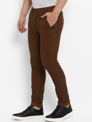 brown solid chinos - 16087907 - Standard Image - 2