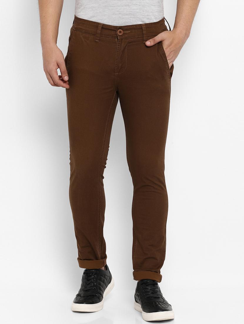 brown solid chinos - 16087907 - Zoom Image - 1