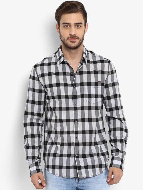 grey checkered casual shirt - 16087935 - Standard Image - 1