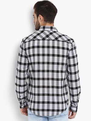 grey checkered casual shirt - 16087935 - Standard Image - 3