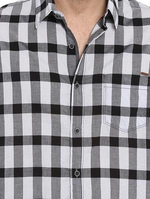 grey checkered casual shirt - 16087935 - Standard Image - 5