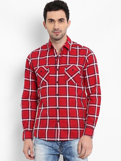 red checkered casual shirt - 16087939 - Standard Image - 1