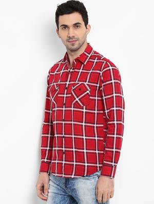 red checkered casual shirt - 16087939 - Standard Image - 2