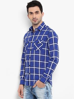 blue checkered casual shirt - 16087940 - Standard Image - 2