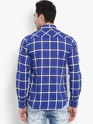blue checkered casual shirt - 16087940 - Standard Image - 3