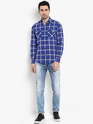 blue checkered casual shirt - 16087940 - Standard Image - 4