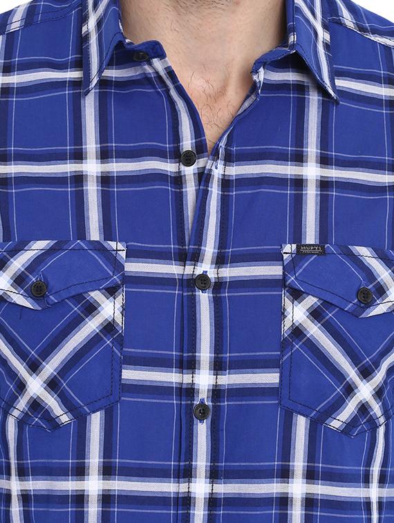blue checkered casual shirt - 16087940 - Zoom Image - 5