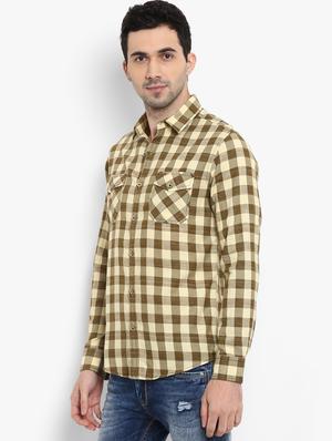 beige checkered casual shirt - 16087943 - Standard Image - 2