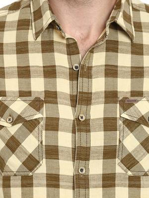 beige checkered casual shirt - 16087943 - Standard Image - 5