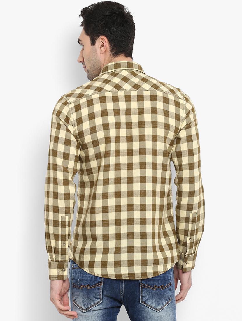 beige checkered casual shirt - 16087943 - Zoom Image - 3