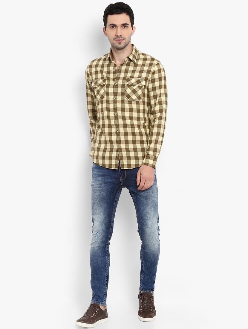 beige checkered casual shirt - 16087943 - Zoom Image - 4