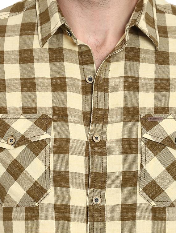 beige checkered casual shirt - 16087943 - Zoom Image - 5
