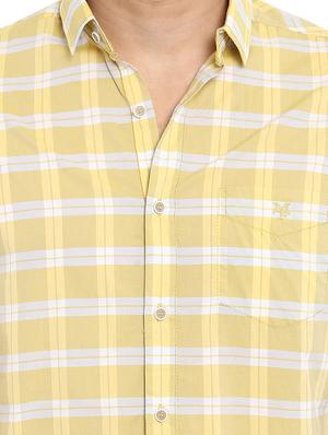 yellow checkered casual shirt - 16087945 - Standard Image - 5