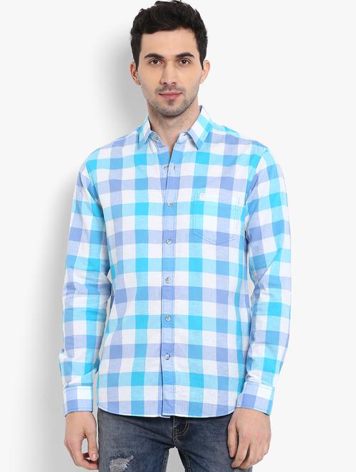 blue checkered casual shirt - 16087949 - Standard Image - 1