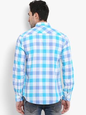 blue checkered casual shirt - 16087949 - Standard Image - 3