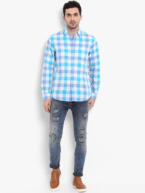 blue checkered casual shirt - 16087949 - Standard Image - 4