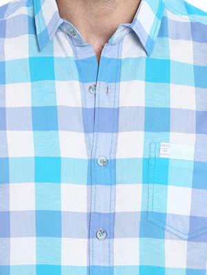 blue checkered casual shirt - 16087949 - Standard Image - 5