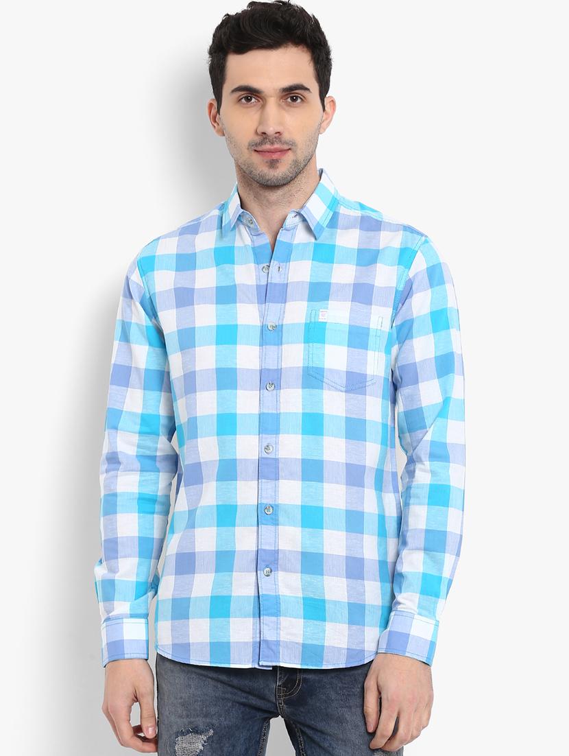 blue checkered casual shirt - 16087949 - Zoom Image - 1