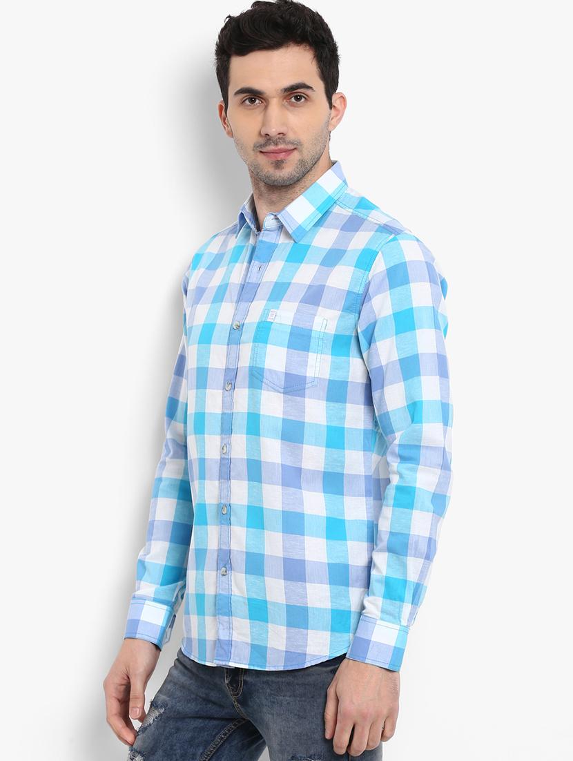 blue checkered casual shirt - 16087949 - Zoom Image - 2