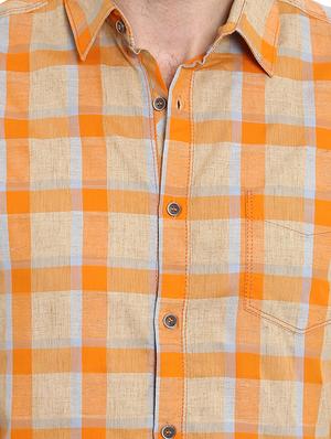 orange checkered casual shirt - 16087950 - Standard Image - 5