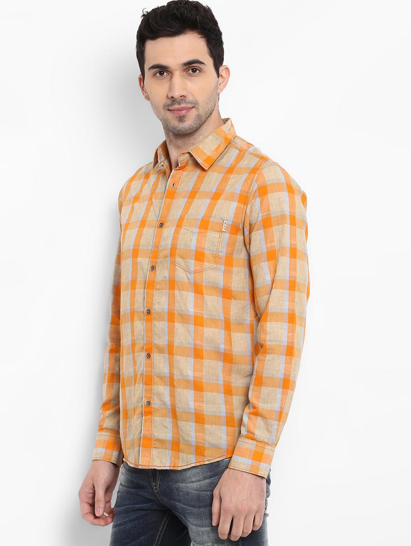 orange checkered casual shirt - 16087950 - Zoom Image - 2