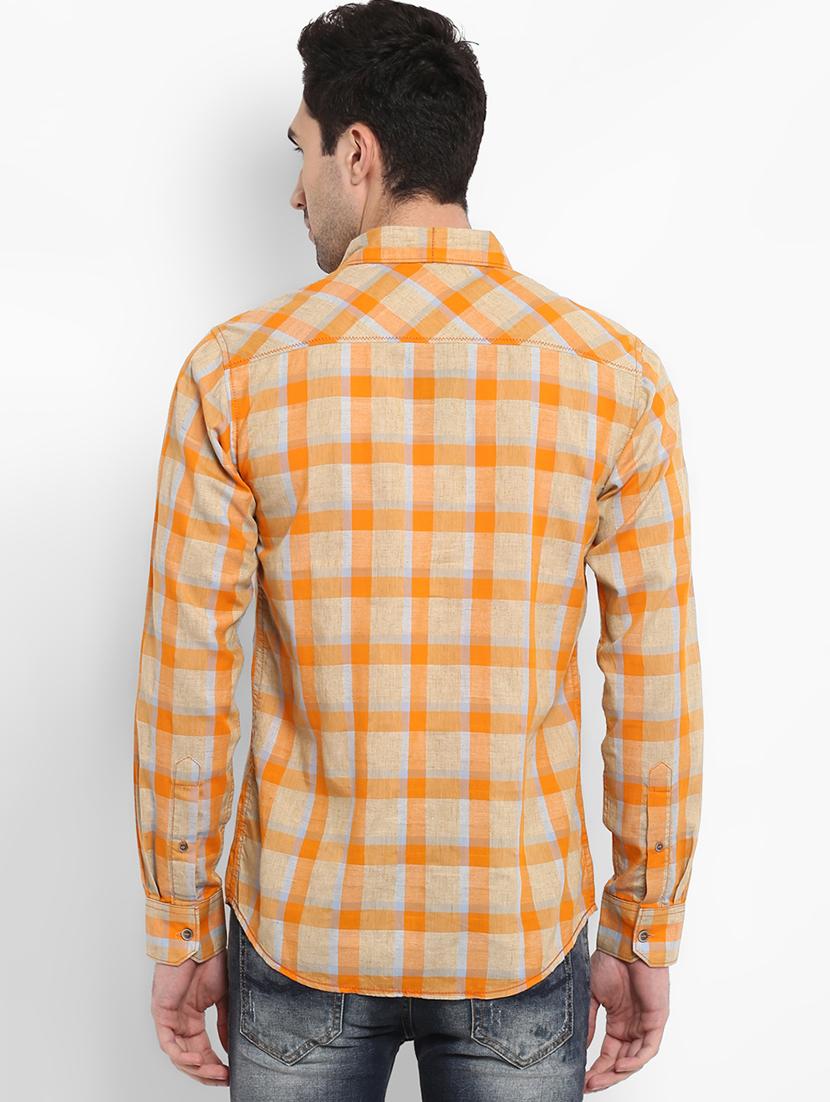 orange checkered casual shirt - 16087950 - Zoom Image - 3