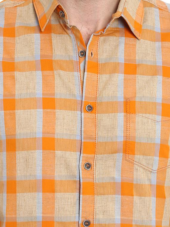 orange checkered casual shirt - 16087950 - Zoom Image - 5