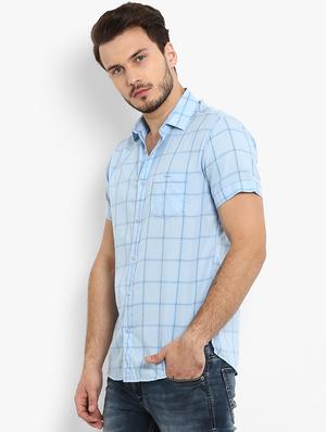 blue checkered casual shirt - 16087953 - Standard Image - 2