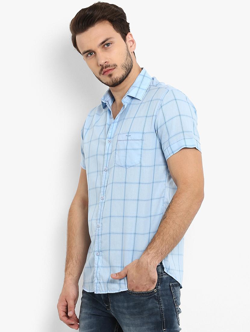 blue checkered casual shirt - 16087953 - Zoom Image - 2