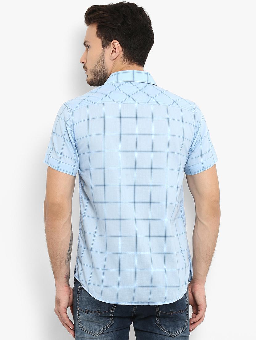 blue checkered casual shirt - 16087953 - Zoom Image - 3