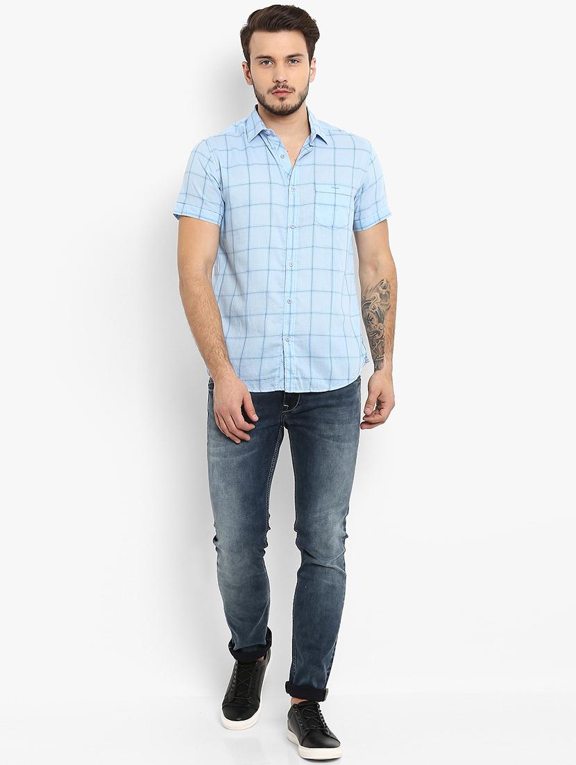 blue checkered casual shirt - 16087953 - Zoom Image - 4