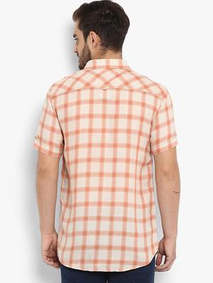 orange checkered casual shirt - 16087955 - Standard Image - 3