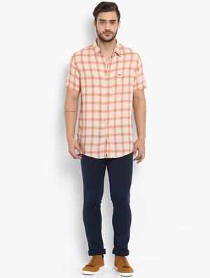 orange checkered casual shirt - 16087955 - Standard Image - 4