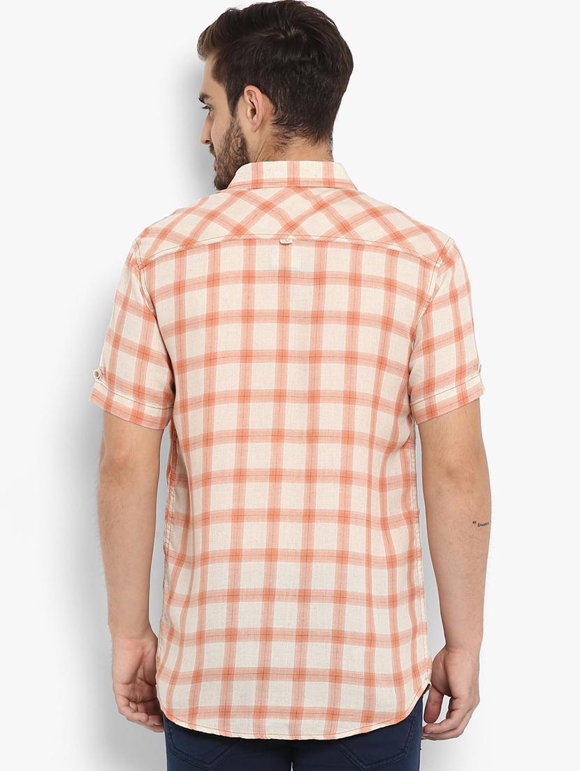 orange checkered casual shirt - 16087955 - Zoom Image - 3
