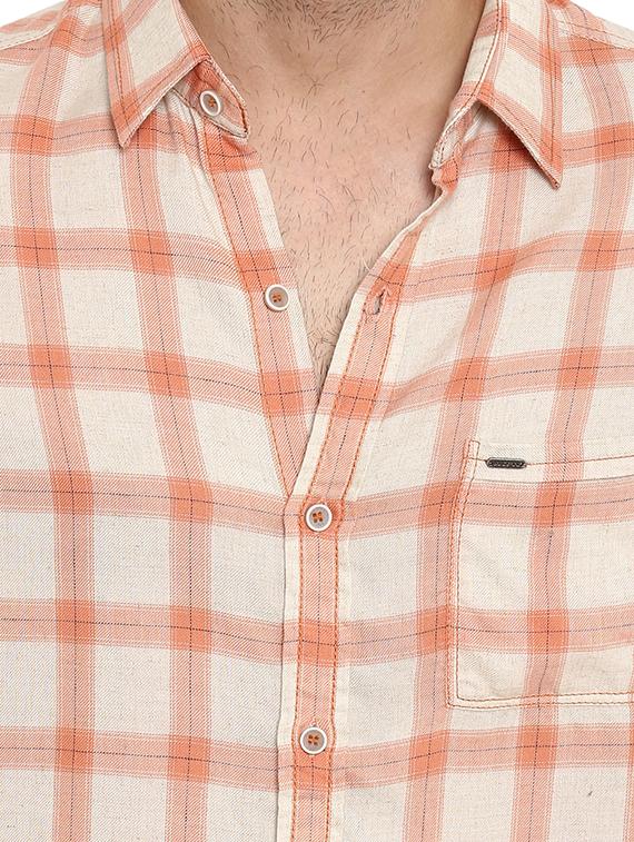 orange checkered casual shirt - 16087955 - Zoom Image - 5
