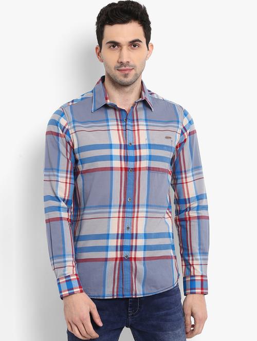 grey checkered casual shirt - 16087962 - Very Small Image - 1