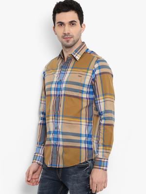 brown checkered casual shirt - 16087963 - Standard Image - 2