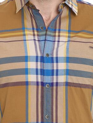 brown checkered casual shirt - 16087963 - Standard Image - 5