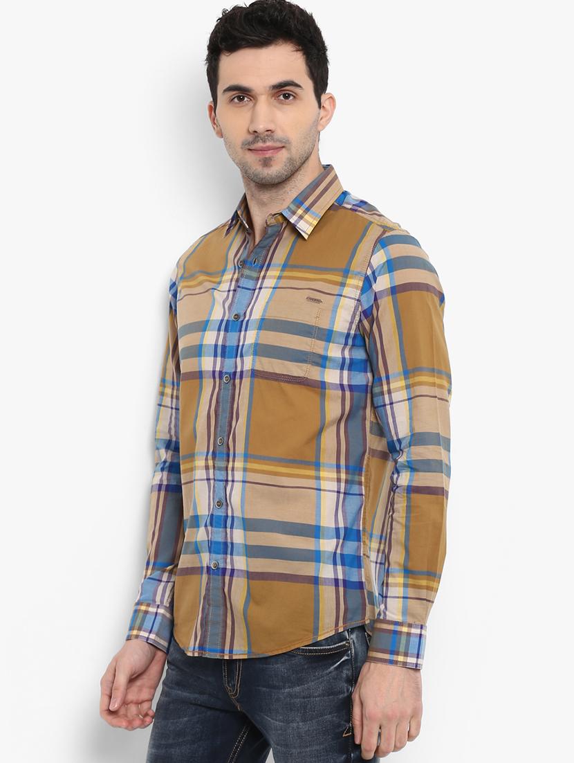 brown checkered casual shirt - 16087963 - Zoom Image - 2