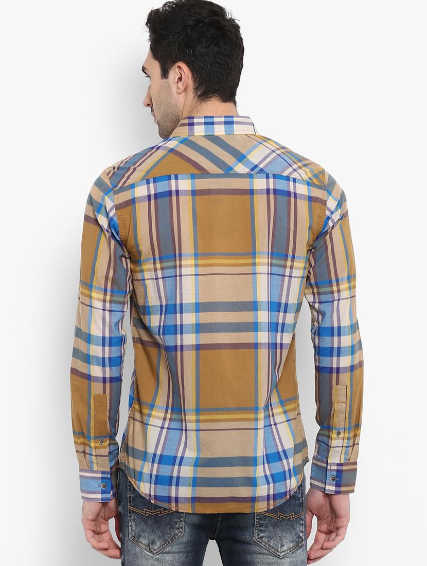 brown checkered casual shirt - 16087963 - Zoom Image - 3