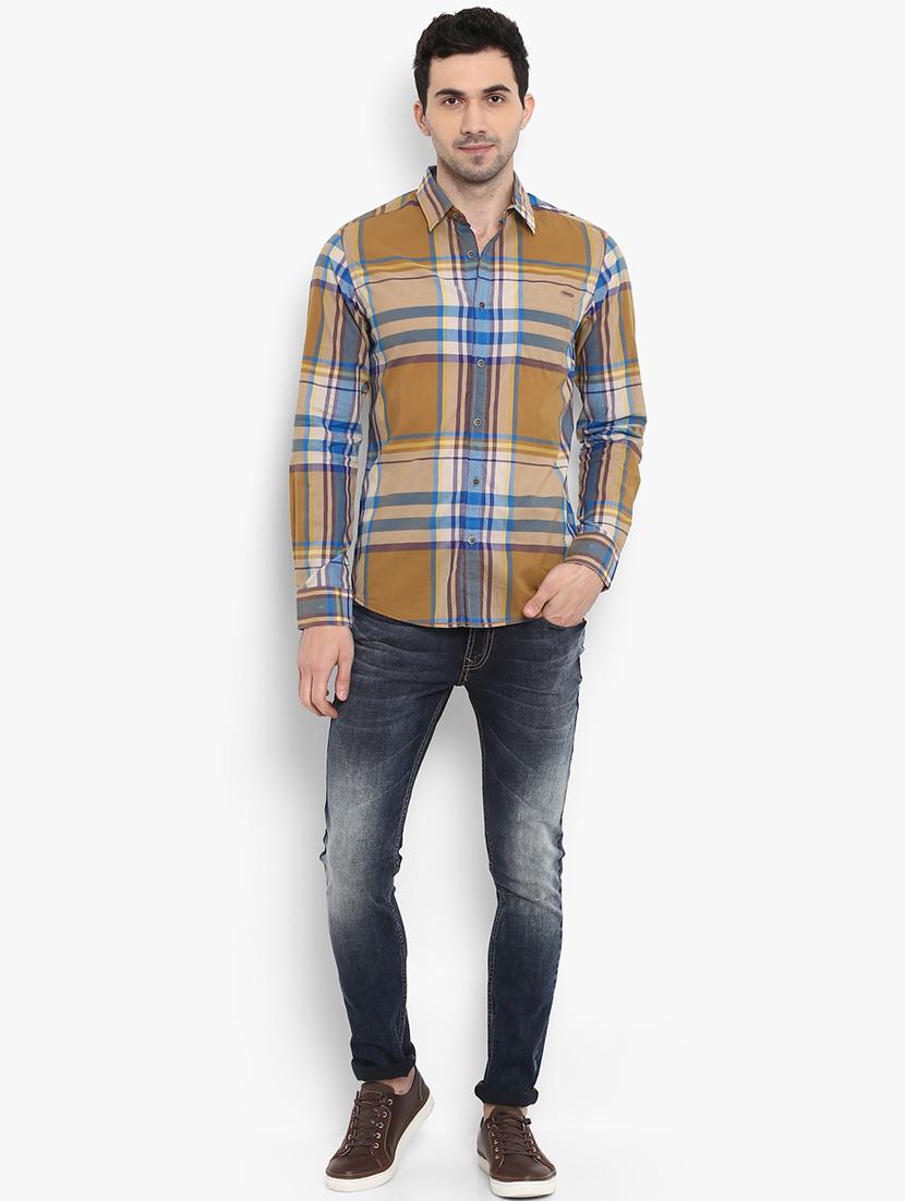 brown checkered casual shirt - 16087963 - Zoom Image - 4