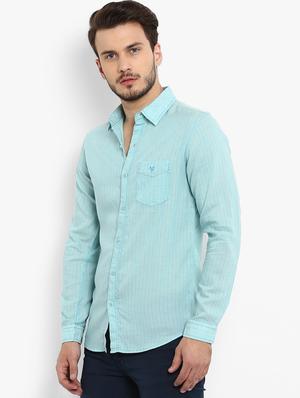 blue striped casual shirt - 16087971 - Standard Image - 2