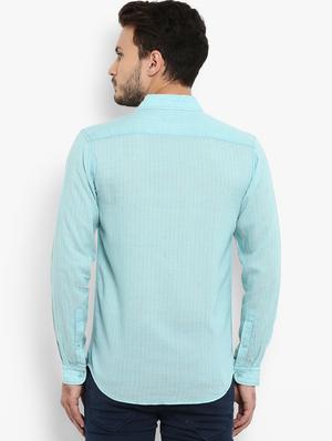 blue striped casual shirt - 16087971 - Standard Image - 3