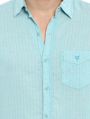 blue striped casual shirt - 16087971 - Standard Image - 5